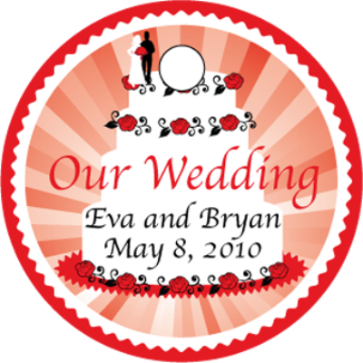  Wedding Cake themed personalized wine bottle labels wine glass tags 