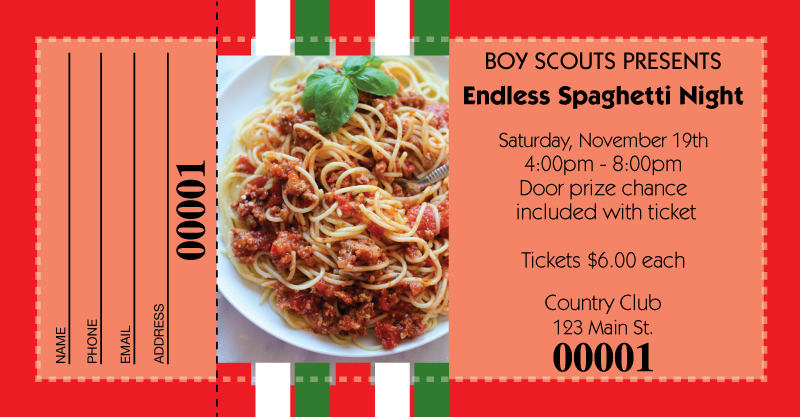 Buy Custom Raffle Tickets for Spaghetti Raffles
