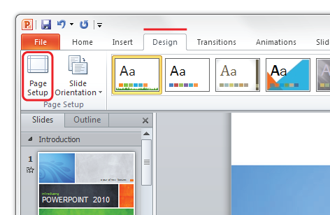 page setup powerpoint windows 10